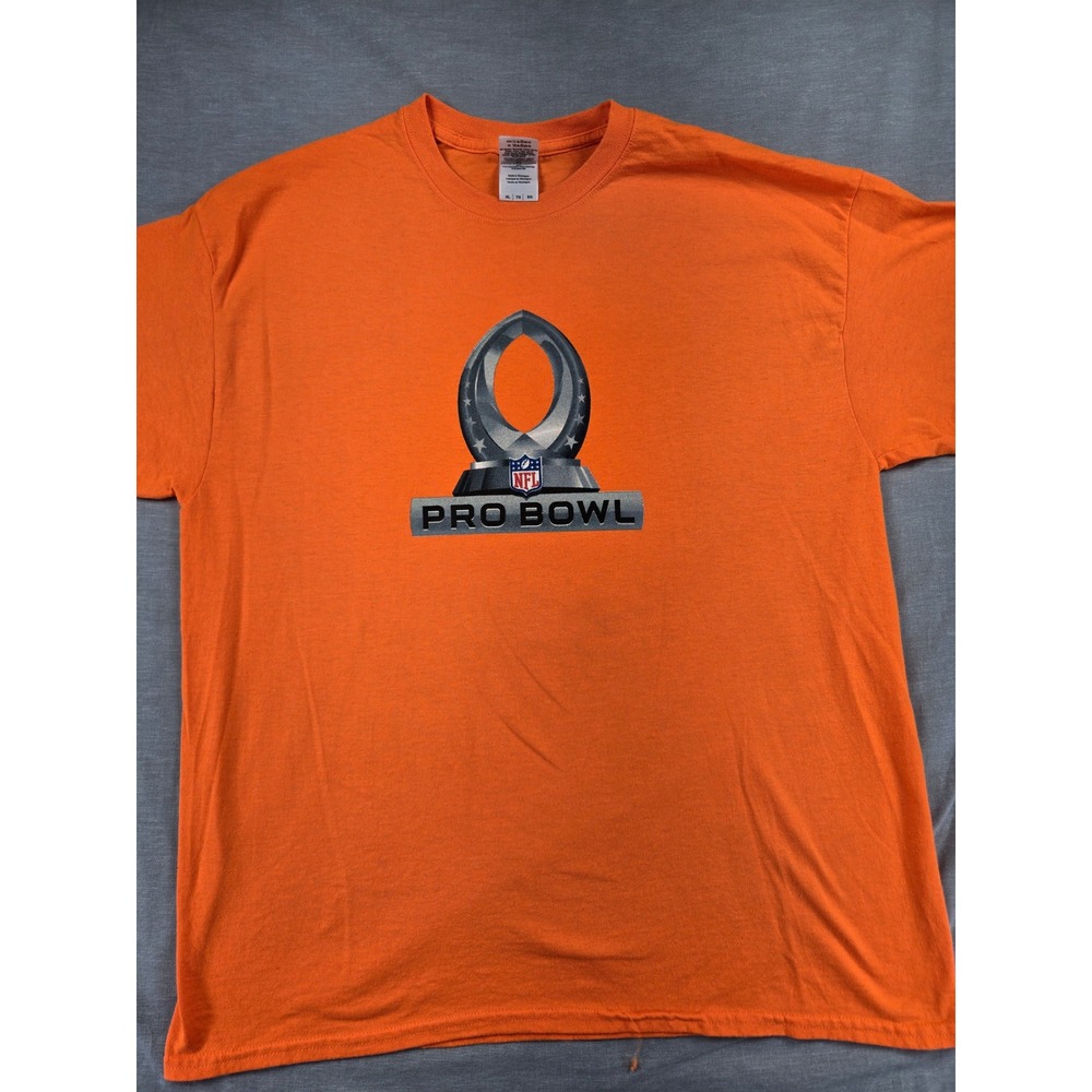 Gildan NFL Pro Bowl Graphic T-Shirt Mens XL Orange Heavy Cotton Short Sleeve Tee